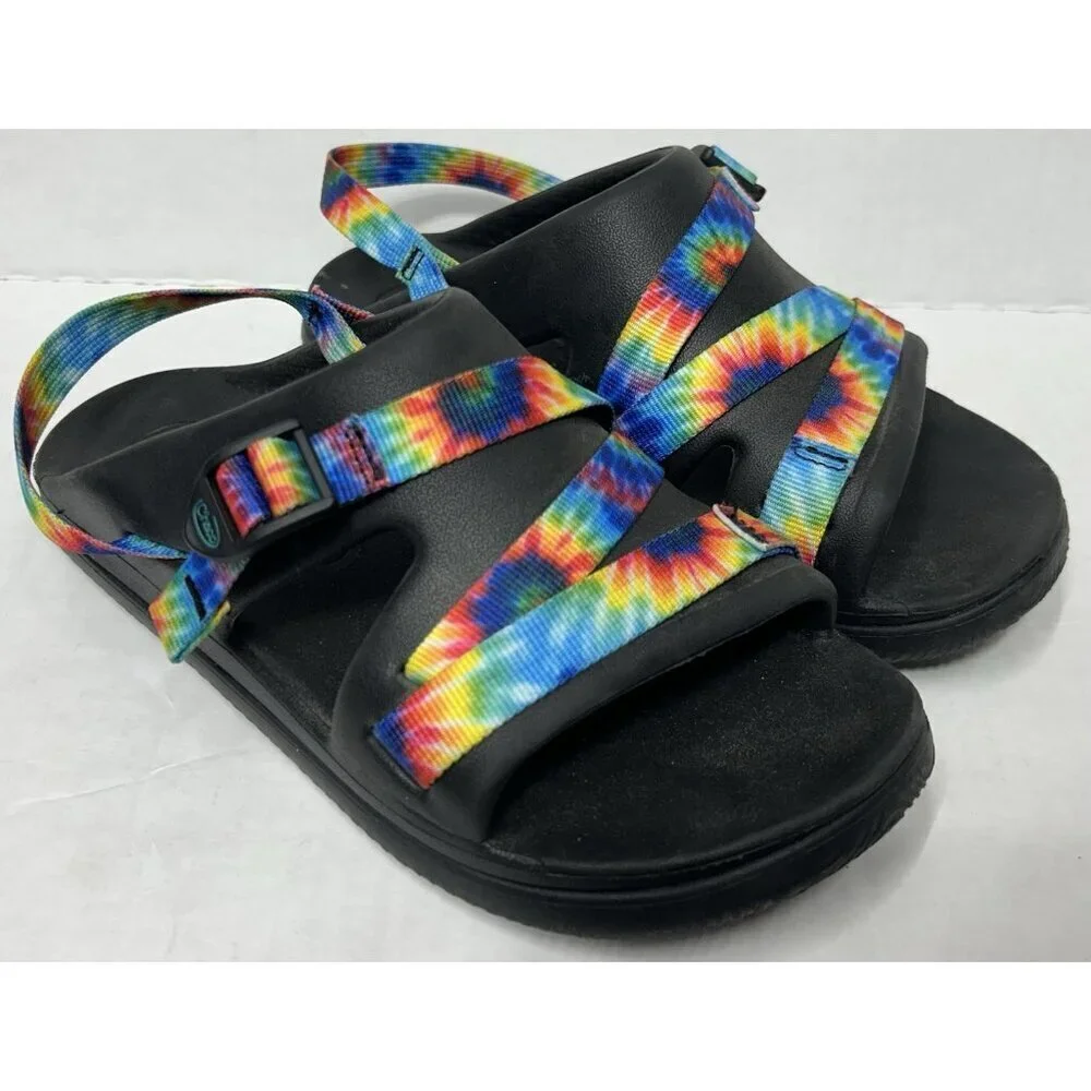 Chaco Chillos Sports Unisex Kids Junior Rainbow Tie Dye Strappy Sandals Size 6